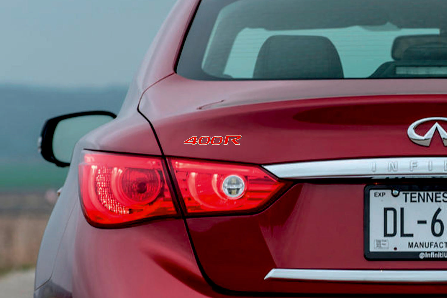 Infiniti tailgate trunk rear 3D emblem with 400R logo (type MIXT) Var. 1 Infiniti emblems decoinfabric