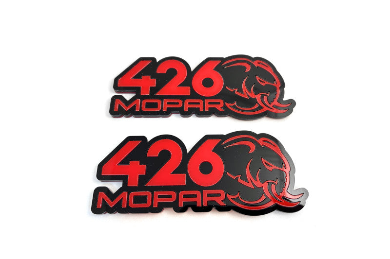 Chrysler Emblem & Badge Set - Grille and Tailgate 426 Mopar Hellephant logo Chrysler emblems decoinfabric RED