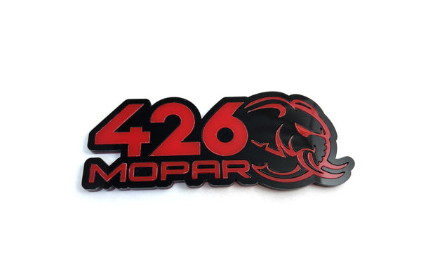 Chrysler tailgate trunk rear emblem with 426 Mopar Hellephant logo