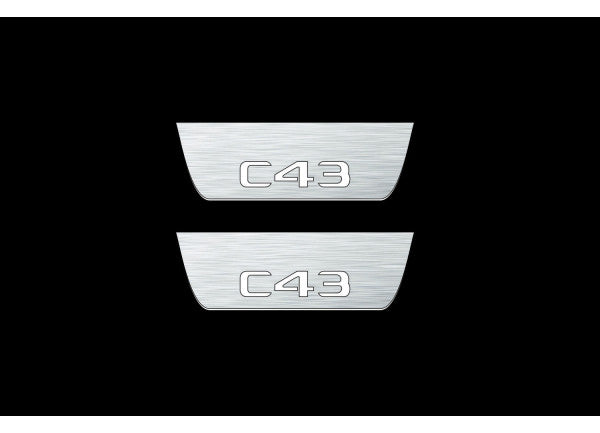 Mercedes C W205 Coupe 2014-2021 Door Sill Led Plate With AMG С43 Logo