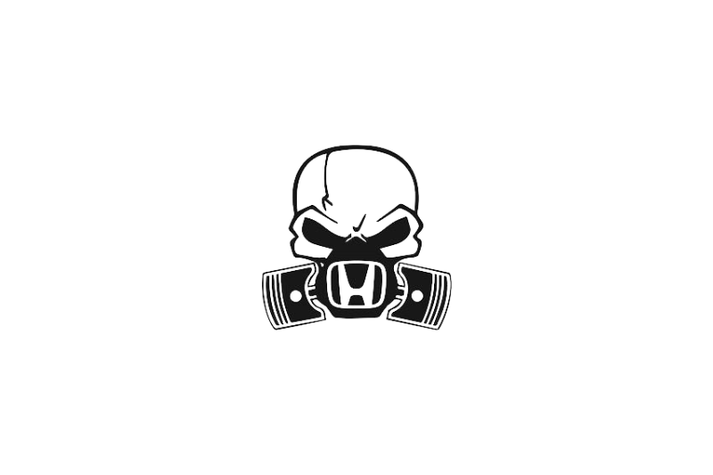 Honda trunk rear emblem with Honda Gas Mask logo Honda emblems decoinfabric BLACK WHITE