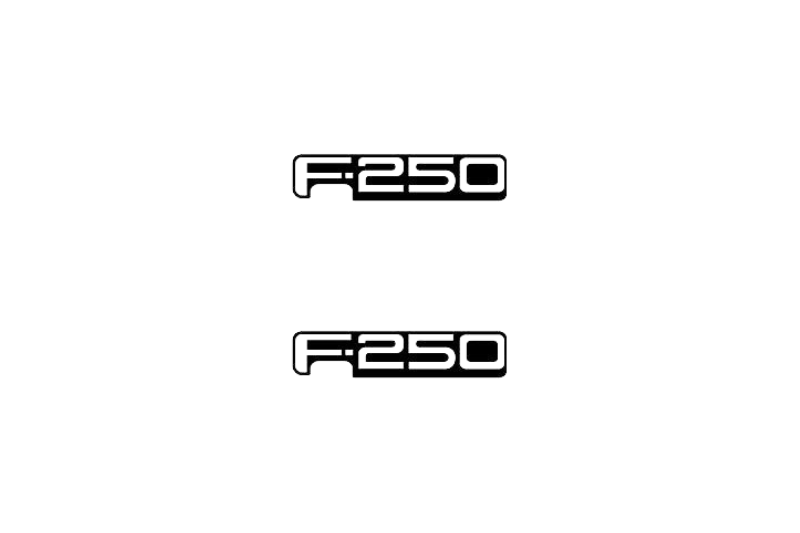 Ford F250 emblem for fenders with F250 logo (Type 2) Ford emblems decoinfabric BLACK WHITE