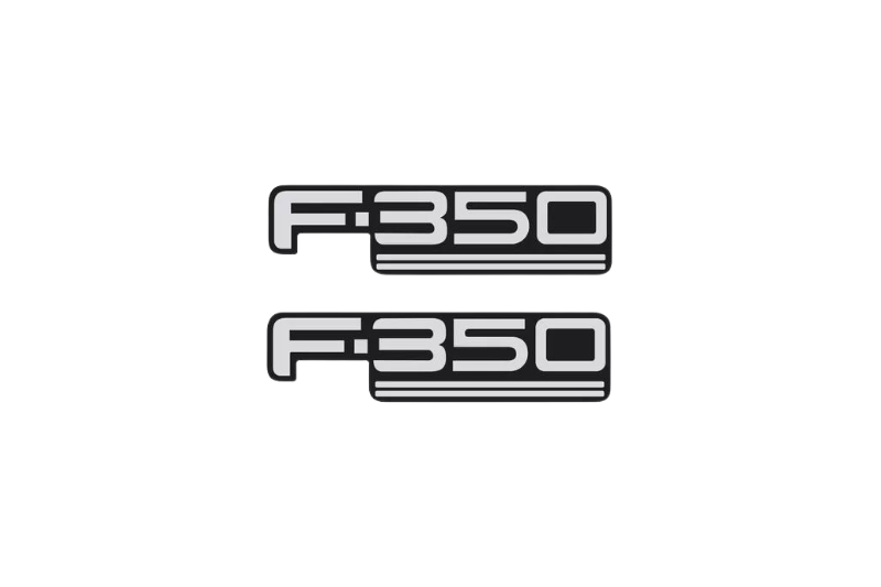 Ford F350 Emblem & Badge Set - Grille and Tailgate F350 logo Ford emblems decoinfabric WHITE