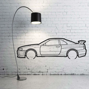 Metal Car Wall art Decor Nissan Skyline R34 2D 1998-2002 (type SIDE) Nissan Wall Art Decoin Fabric 500 mm (19.6