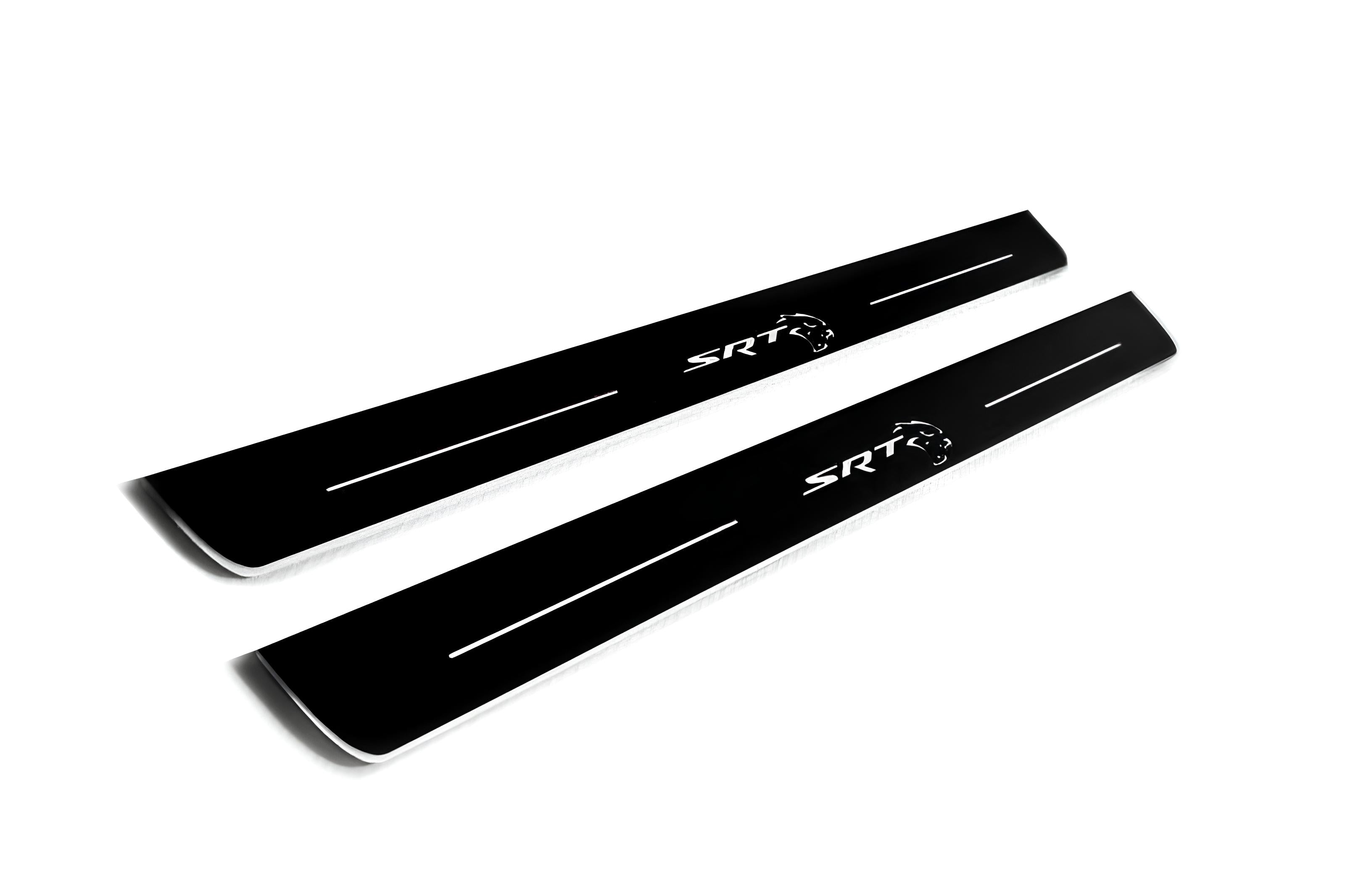 Chrysler 300C II 2011+ Door Sill Led Plate With SRT HELLCAT Logo (Type 2) Chrysler Led Door Sills opdesign