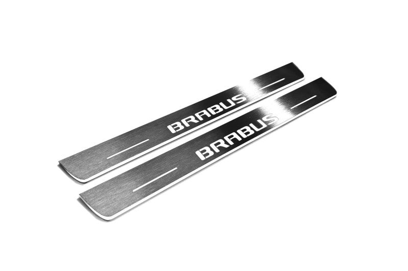 Mercedes C W205 2014-2021 LED Door Sills PRO With Brabus Logo Mercedes Led Door Sills opdesign