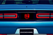 Dodge Challenger trunk rear emblem between tail lights with Predator logo Dodge emblems decoinfabric BLACK RED