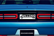 Dodge Challenger trunk rear emblem between tail lights with Hellcat logo (Type 5) Dodge emblems decoinfabric