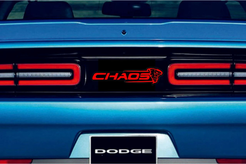 Dodge Challenger trunk rear emblem between tail lights with Chaos logo (Type 2)
