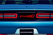 Dodge Challenger trunk rear emblem between tail lights with Chaos logo (Type 2) Dodge emblems decoinfabric