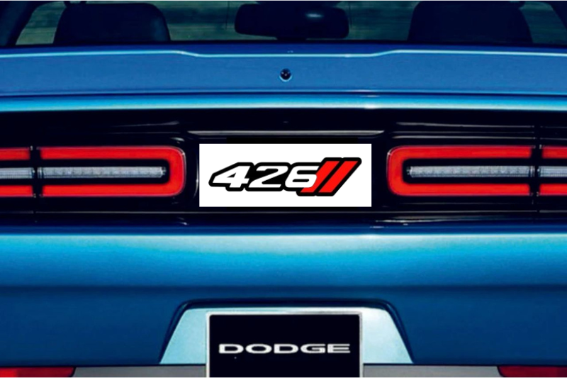 Dodge Challenger trunk rear emblem between tail lights with 426 + Dodge logo