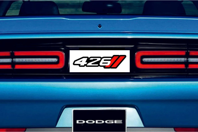 Dodge Challenger trunk rear emblem between tail lights with 426 + Dodge logo Dodge emblems decoinfabric