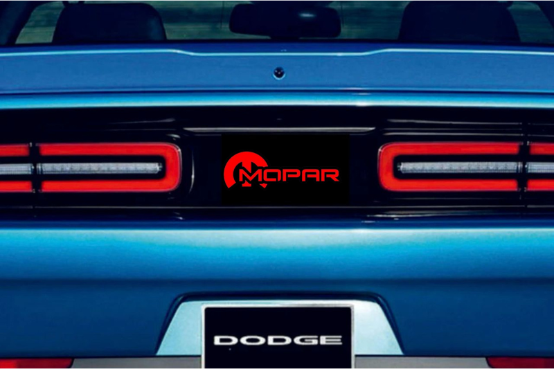 Dodge Challenger trunk rear emblem between tail lights with Mopar logo (type 23)