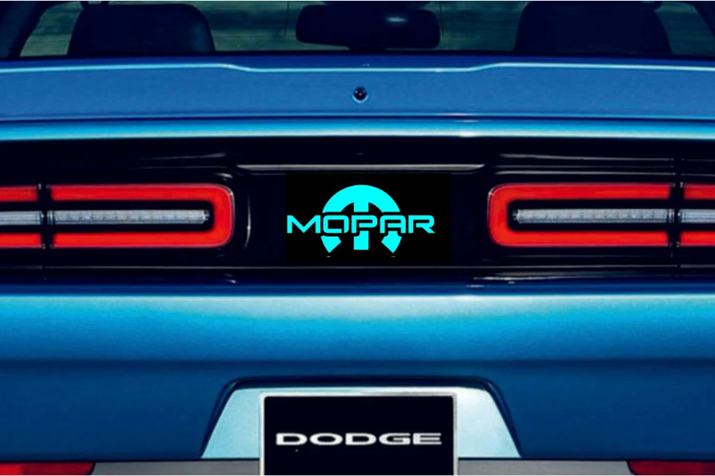 Dodge Challenger trunk rear emblem between tail lights with Mopar logo (type 22)