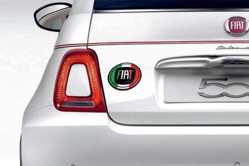 Fiat tailgate trunk rear emblem with Fiat Tricolor logo