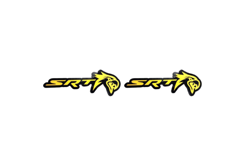 Jeep Emblem & Badges set with SRT Trackhawk logo Jeep emblems decoinfabric BLACK YELLOW