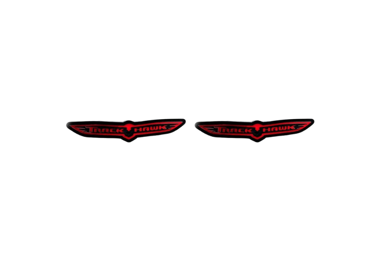 Jeep Emblem & Badges set with TrackHawk logo (Type 2) Jeep emblems decoinfabric BLACK RED