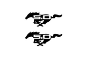 Ford Mustang emblem for fenders with Mustang Horse 5.0 logo Ford emblems decoinfabric BLACK WHITE