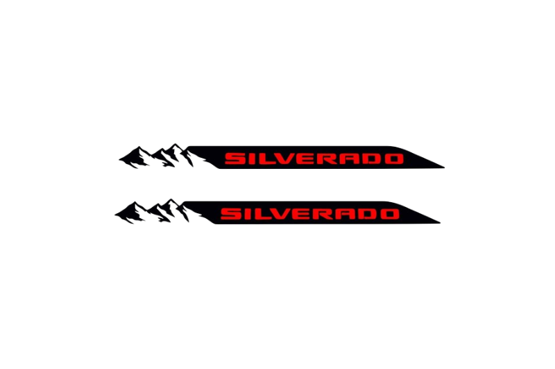 Chevrolet emblem for fenders with Silverado logo Fender decoinfabric BLACK RED