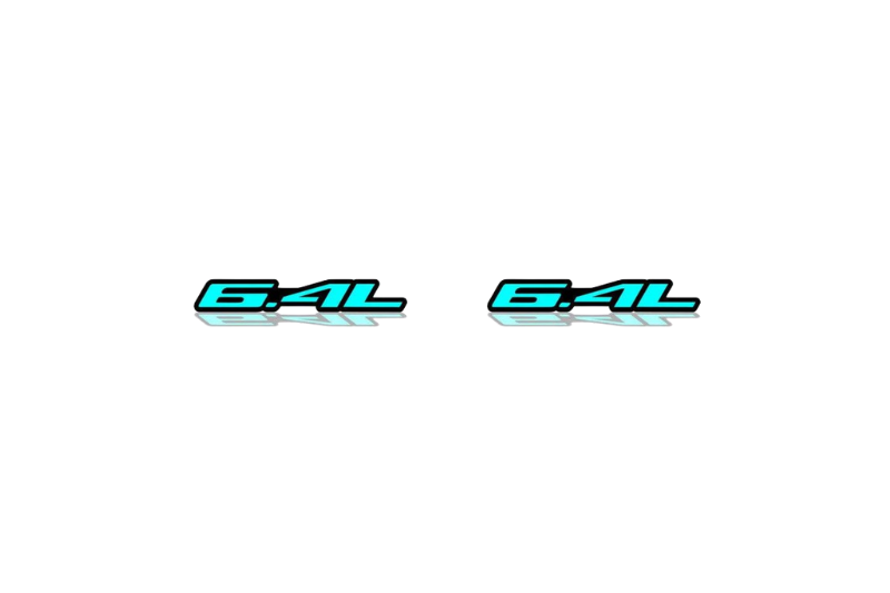 JEEP emblem for fenders with 6.4L logo (type 2) Jeep emblems decoinfabric BLACK LIGHT BLUE