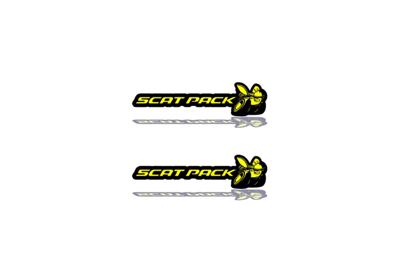 Dodge Emblem & Badges set with Scat Pack logo (Type 4) Dodge emblems decoinfabric BLACK YELLOW