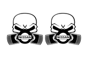 Nissan emblem for fenders with Nissan Gas Mask logo Nissan emblems decoinfabric BLACK WHITE