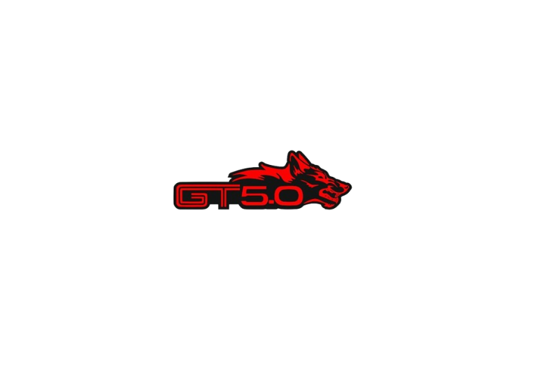 Ford Mustang tailgate trunk rear emblem with GT 5.0 Coyote logo Ford emblems decoinfabric BLACK RED