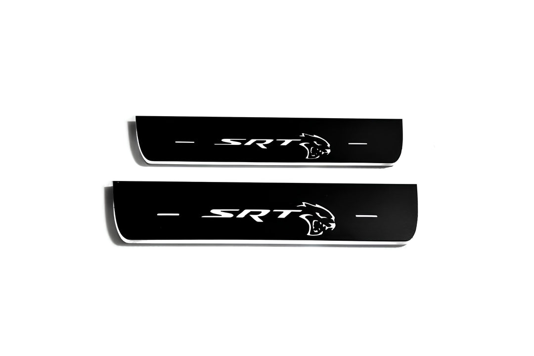 Chrysler 300C II 2011+ Door Sill Led Plate With SRT HELLCAT Logo Chrysler Led Door Sills opdesign