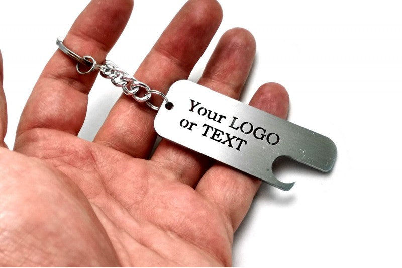 Keychain Bottle Opener with your logo or text - (type STEEL) Var. 1 Keychains opdesign