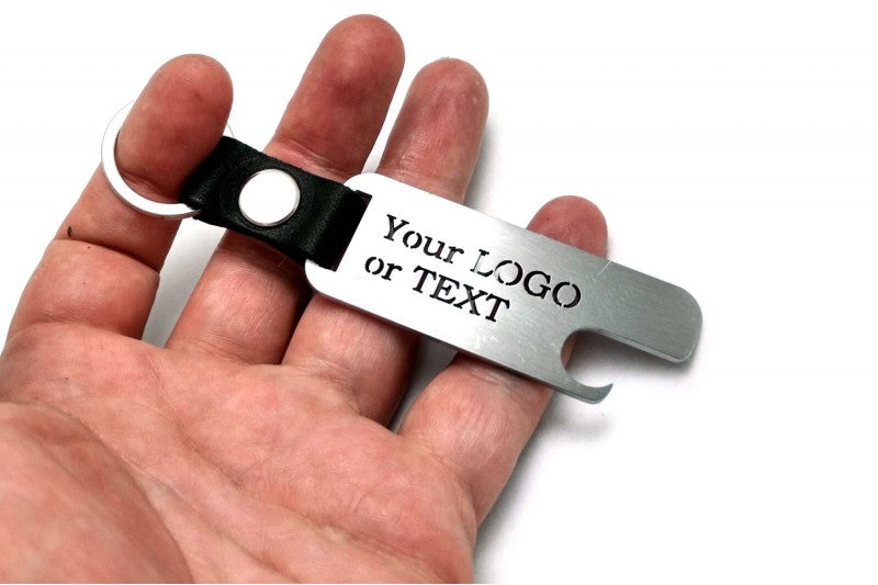 Keychain Bottle Opener with your logo or text - (type MIXT) Var. 1