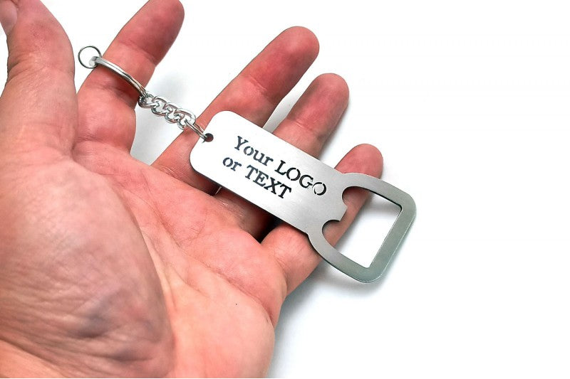 Keychain Bottle Opener with your logo or text - (type STEEL) Var. 2 Keychains opdesign