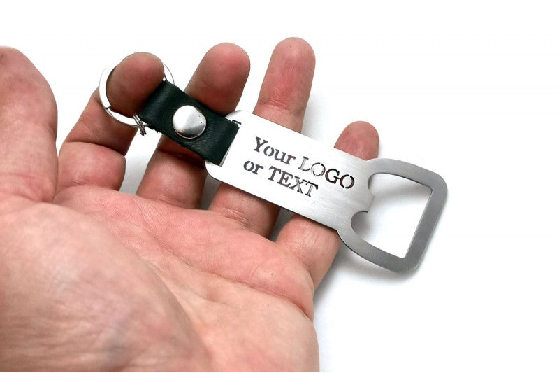Keychain Bottle Opener with your logo or text - (type MIXT) Var. 2 Keychains opdesign