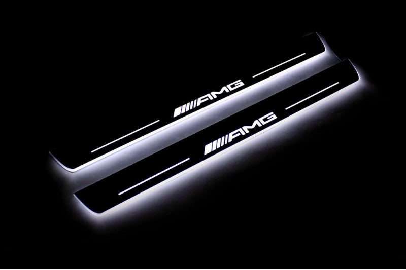 Mercedes C W205 2014+ LED Door Sills PRO With AMG Logo Mercedes Led Door Sills opdesign