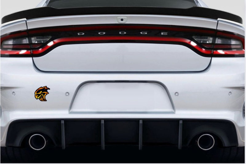 Dodge tailgate trunk rear emblem with Hellcat Fire logo