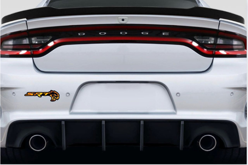 Dodge tailgate trunk rear emblem with SRT Hellcat Fire logo