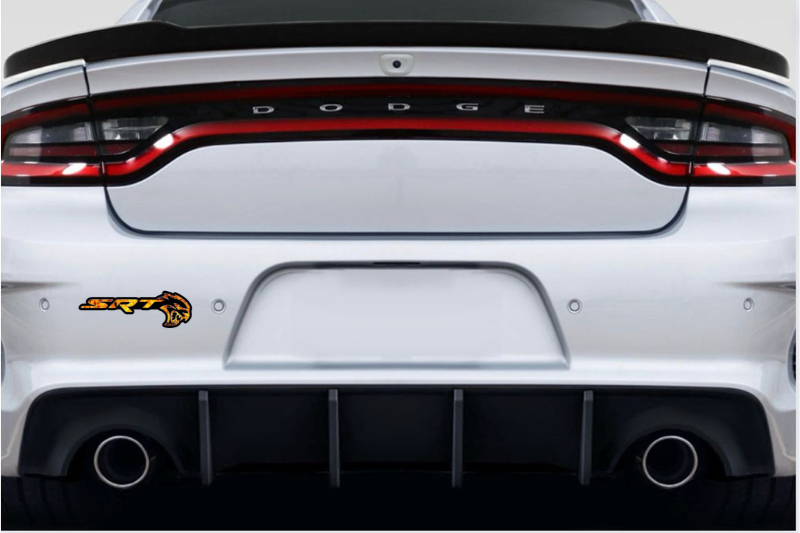 Dodge tailgate trunk rear emblem with SRT Hellcat Fire logo Dodge emblems decoinfabric