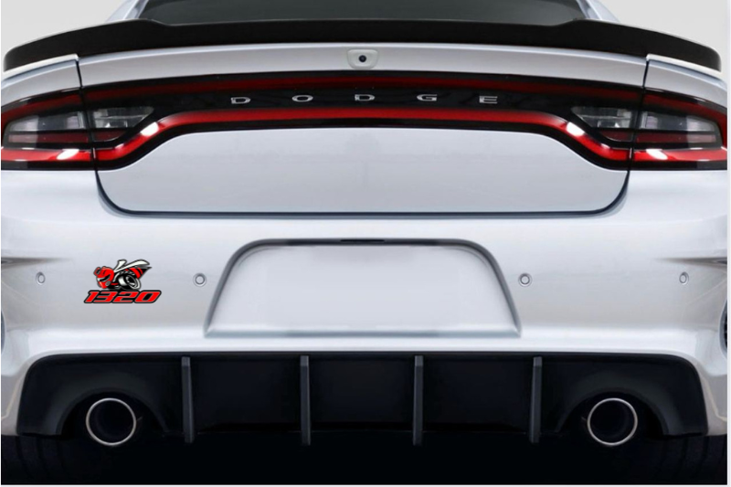 Dodge tailgate trunk rear emblem with 1320 Scat Pack logo (type 4)