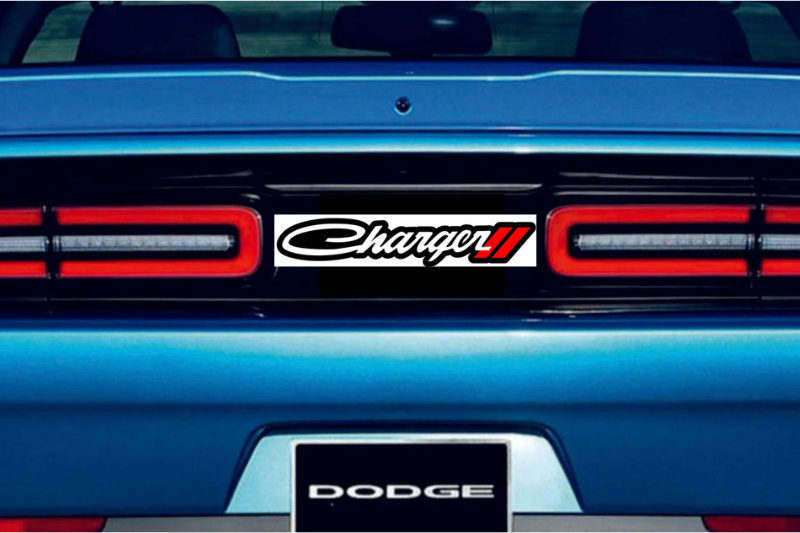 Dodge Charger trunk rear emblem between tail lights with Charger logo Dodge emblems decoinfabric BLACK WHITE