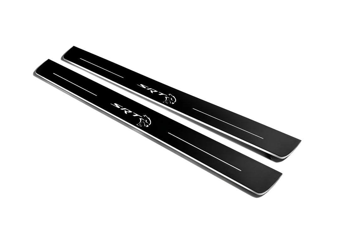 Chrysler 300C II 2011+ Door Sill Led Plate With SRT HELLCAT Logo Chrysler Led Door Sills opdesign