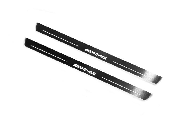 Mercedes C W205 Coupe 2014-2021 Door Sill Led Plate With AMG Logo Mercedes Led Door Sills opdesign