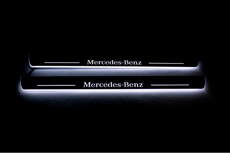 Mercedes C W205 2014+ LED Door Sills PRO With Mercedes-Benz Logo Mercedes Led Door Sills opdesign