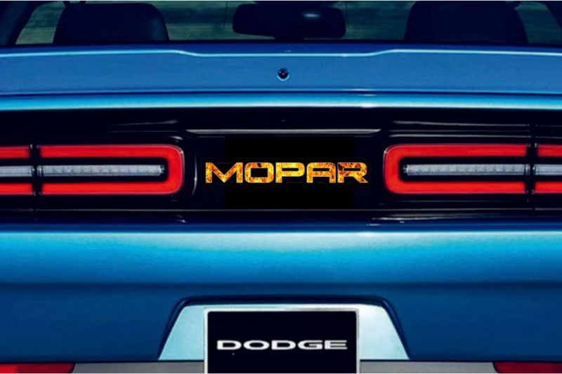 Dodge Challenger trunk rear emblem between tail lights with Mopar Fire logo Dodge emblems decoinfabric