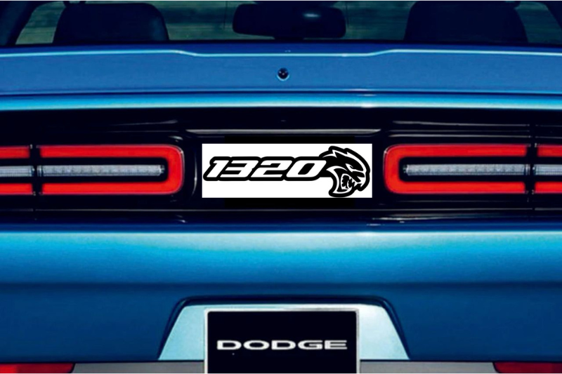 Dodge Challenger trunk rear emblem between tail lights with 1320 Hellcat logo