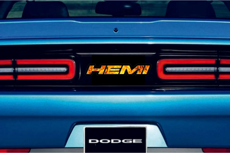 Dodge Challenger trunk rear emblem between tail lights with Hemi Fire logo Dodge emblems decoinfabric