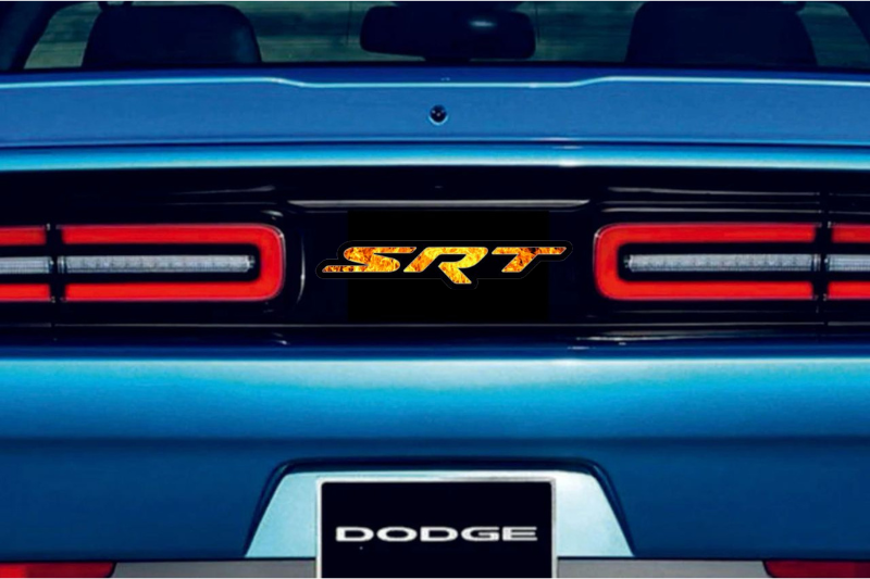 Dodge Challenger trunk rear emblem between tail lights with SRT Fire logo