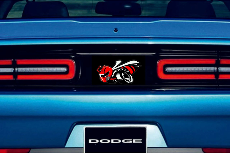 Dodge Challenger trunk rear emblem between tail lights with 1320 Scat Pack logo (type 3) Dodge emblems decoinfabric