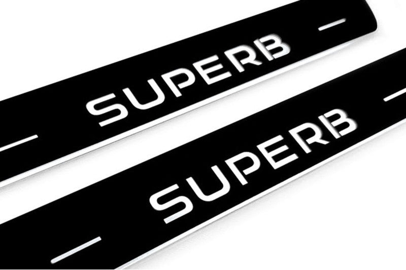 Skoda SuperB III 2015-2023 Door Sill Led Plate With Logo SuperB Skoda Led Door Sills opdesign