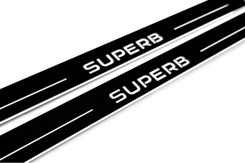 Skoda SuperB III 2015-2023 Door Sill Led Plate With Logo SuperB Skoda Led Door Sills opdesign