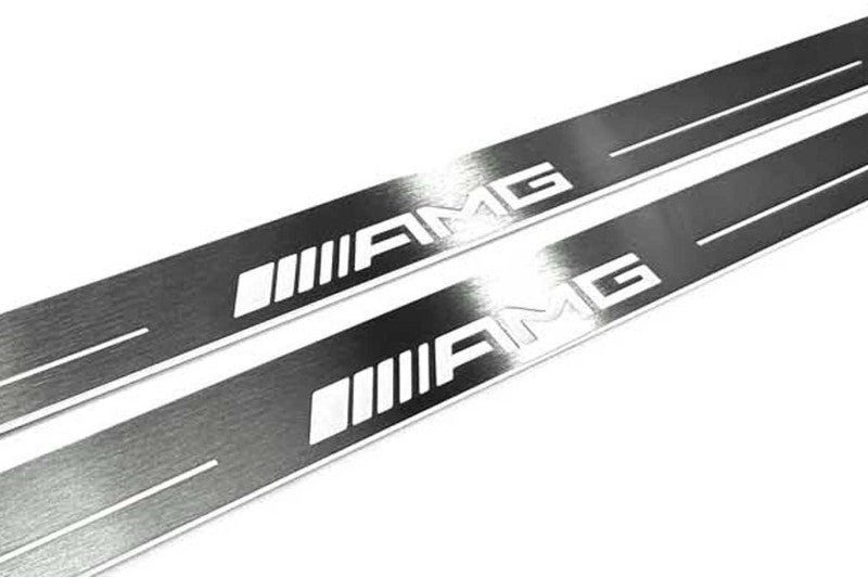 Mercedes S-Class C217 2014-2020 Door Sill Led Plate With AMG Logo Mercedes Led Door Sills opdesign