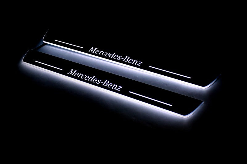 Mercedes A W177 2018+ LED Door Sills PRO With Mercedes-Benz Logo Mercedes Led Door Sills opdesign